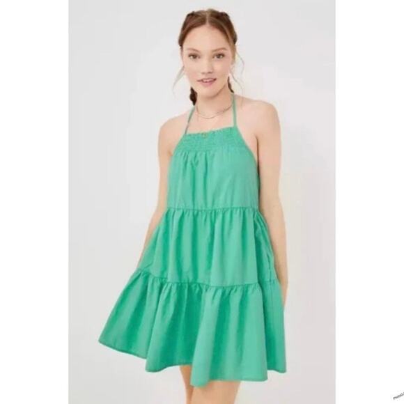 American Eagle Dresses & Skirts - American Eagle Green Tiered Babydoll Mini Dress Sz.S NWT